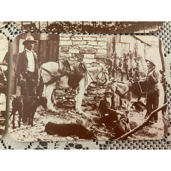 4 Old West Collectors Post Cards Locomotive, Frontier Railroad, Hunters - Picture 5 of 7